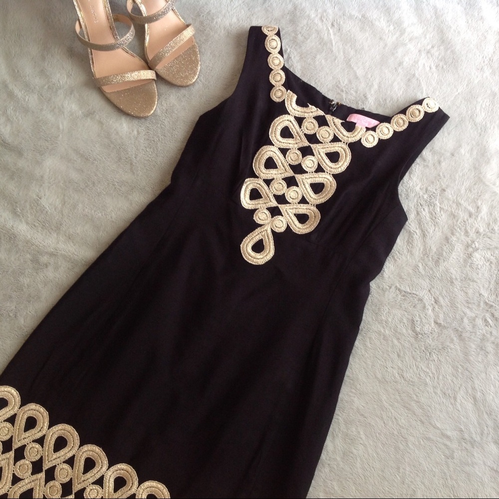 Lilly Pulitzer Black Gold Adelson Shift Dress